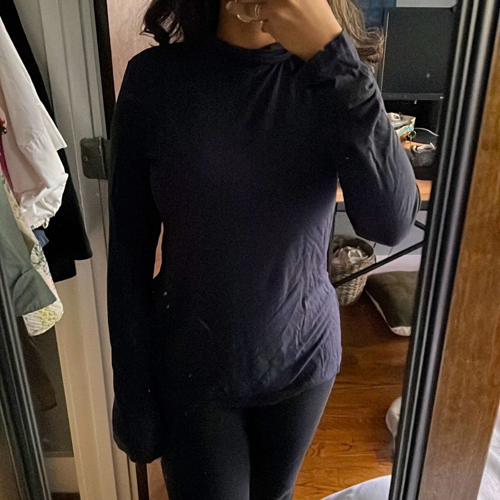 COS Navy/Black Jersey Mockneck top